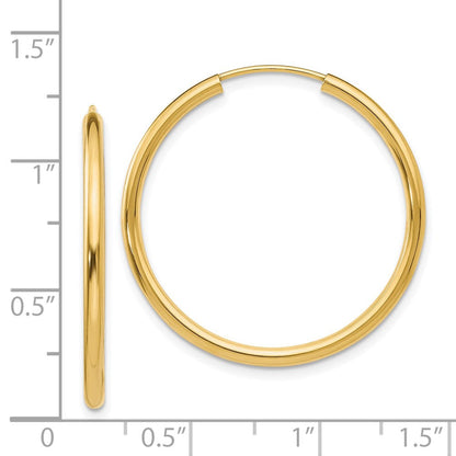 14K Gelbgold Poliert Rund Endlos 2mm Creolen