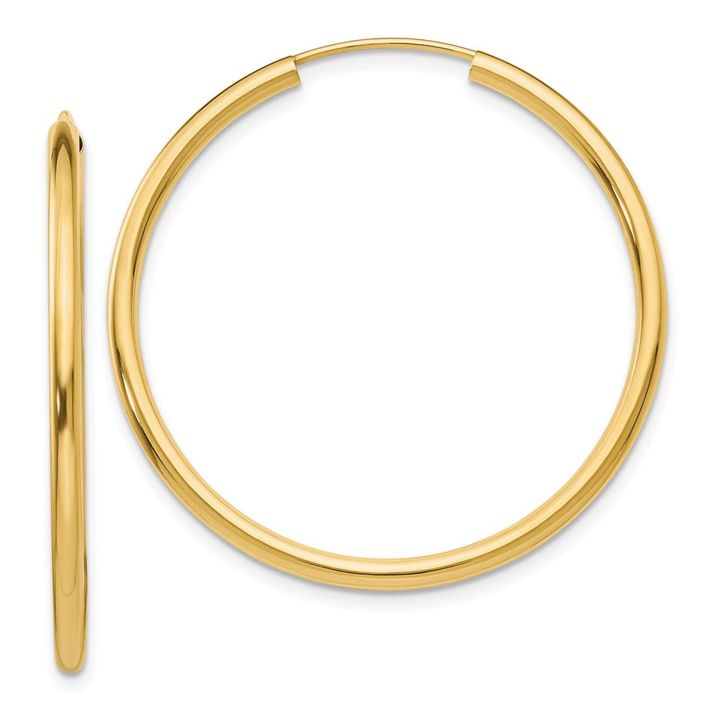 14K Gelbgold Poliert Rund Endlos 2mm Creolen