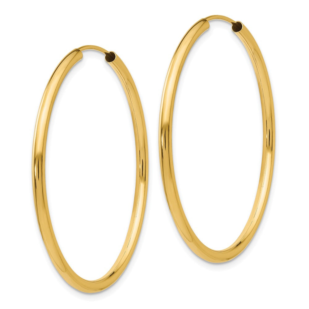 14K Gelbgold Poliert Rund Endlos 2mm Creolen
