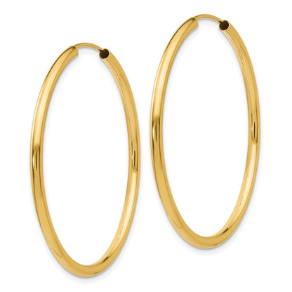 14K Gelbgold Poliert Rund Endlos 2mm Creolen