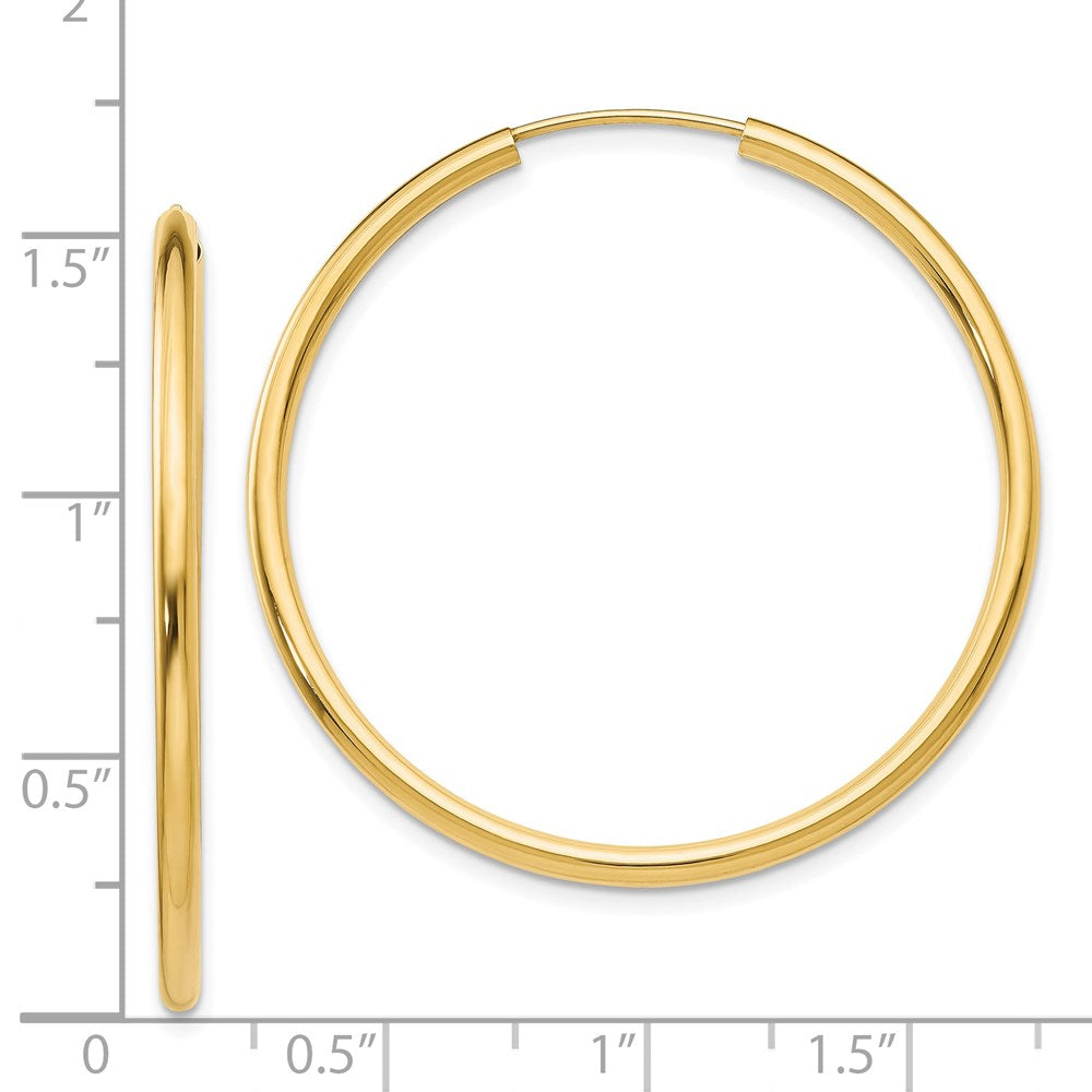 14K Gelbgold Poliert Rund Endlos 2mm Creolen