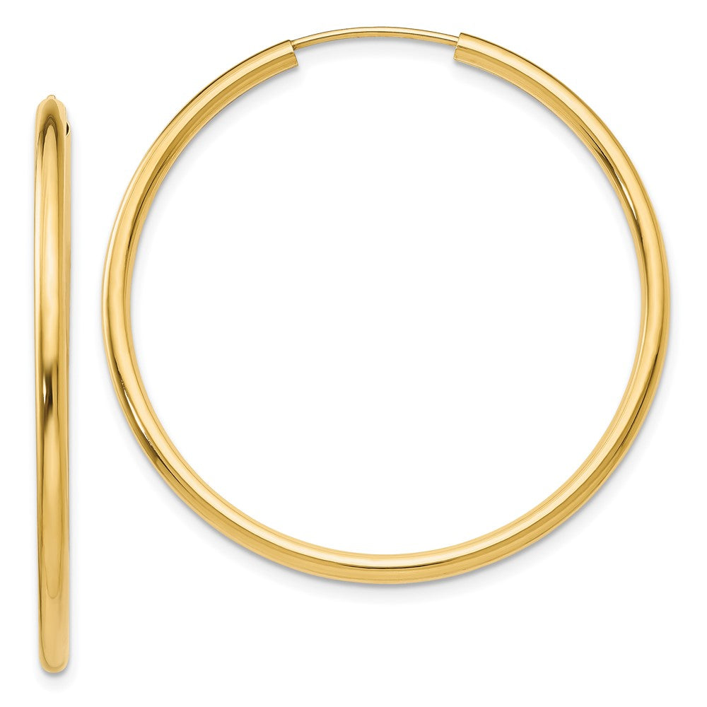 14K Gelbgold Poliert Rund Endlos 2mm Creolen