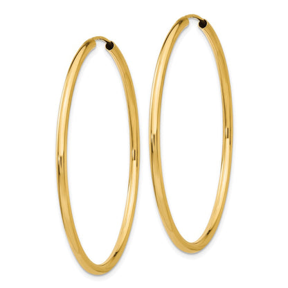 14K Gelbgold Poliert Rund Endlos 2mm Creolen