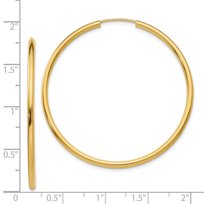 14K Gelbgold Poliert Rund Endlos 2mm Creolen
