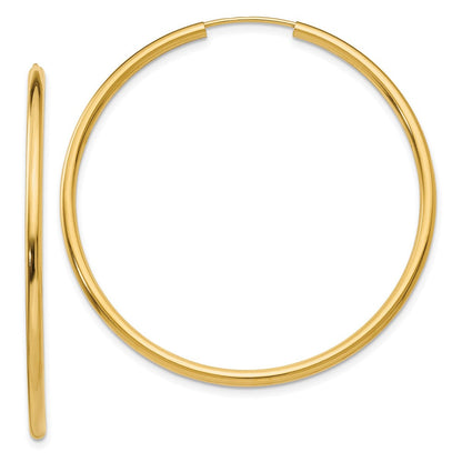 14K Gelbgold Poliert Rund Endlos 2mm Creolen
