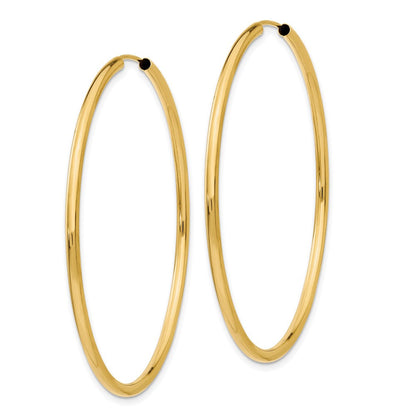 14K Gelbgold Poliert Rund Endlos 2mm Creolen