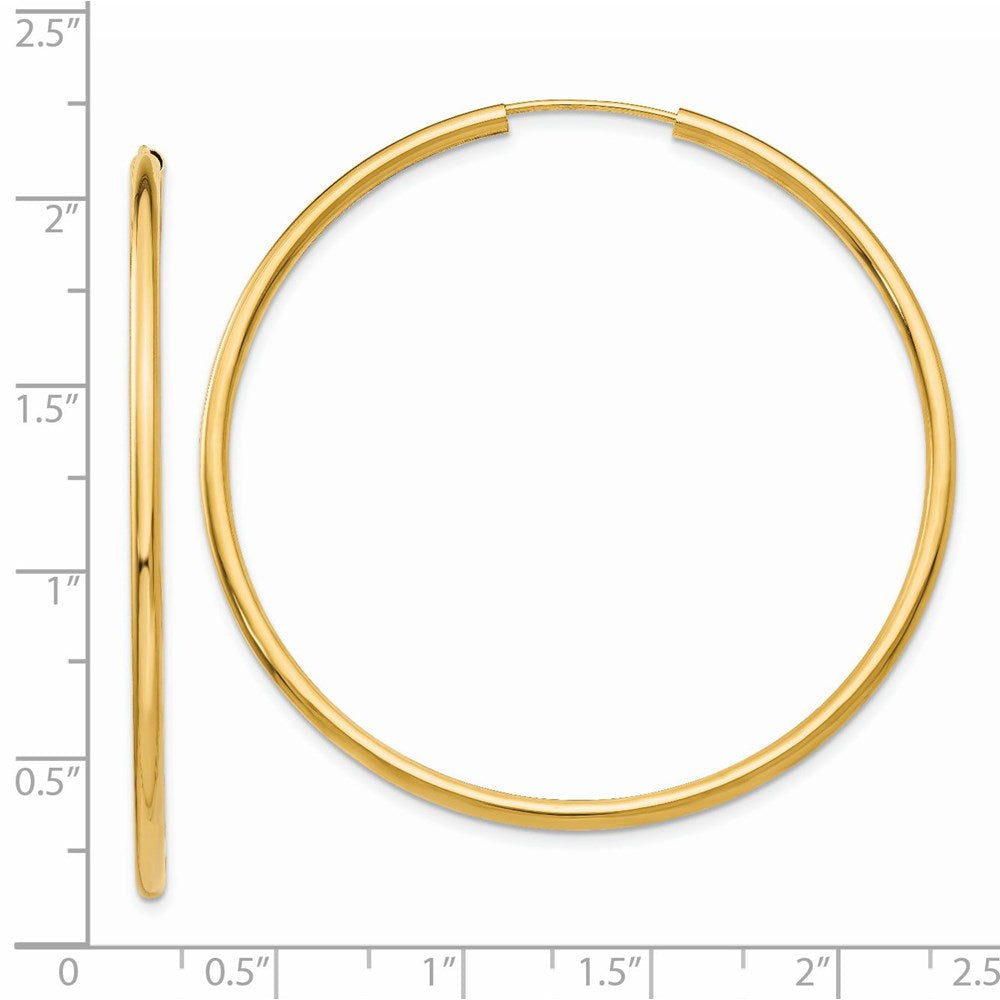 14K Gelbgold Poliert Rund Endlos 2mm Creolen