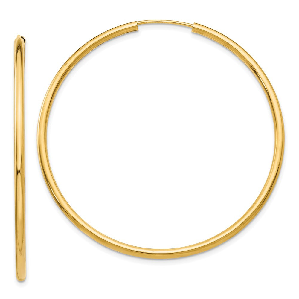 14K Gelbgold Poliert Rund Endlos 2mm Creolen