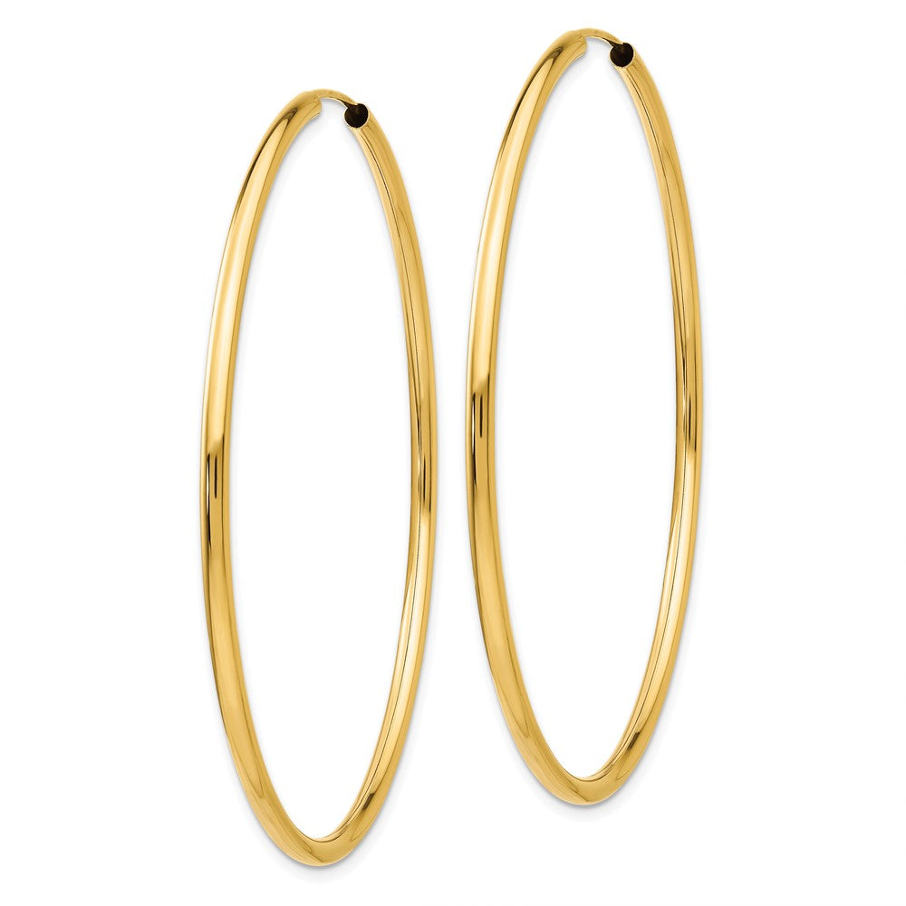 14K Gelbgold Poliert Rund Endlos 2mm Creolen