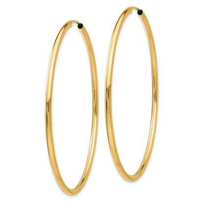 14K Gelbgold Poliert Rund Endlos 2mm Creolen
