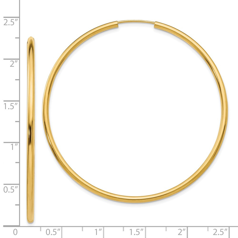 14K Gelbgold Poliert Rund Endlos 2mm Creolen