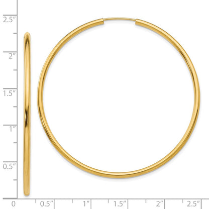 14K Gelbgold Poliert Rund Endlos 2mm Creolen