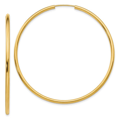 14K Gelbgold Poliert Rund Endlos 2mm Creolen