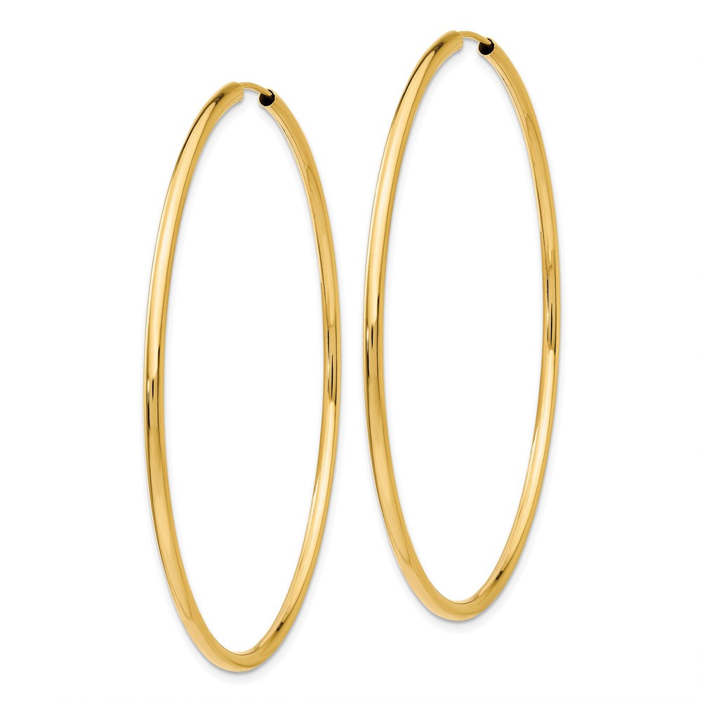 14K Gelbgold Poliert Rund Endlos 2mm Creolen