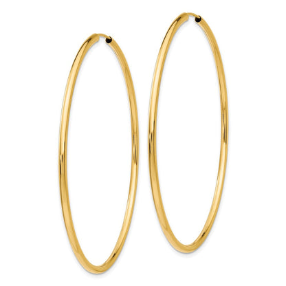 14K Gelbgold Poliert Rund Endlos 2mm Creolen
