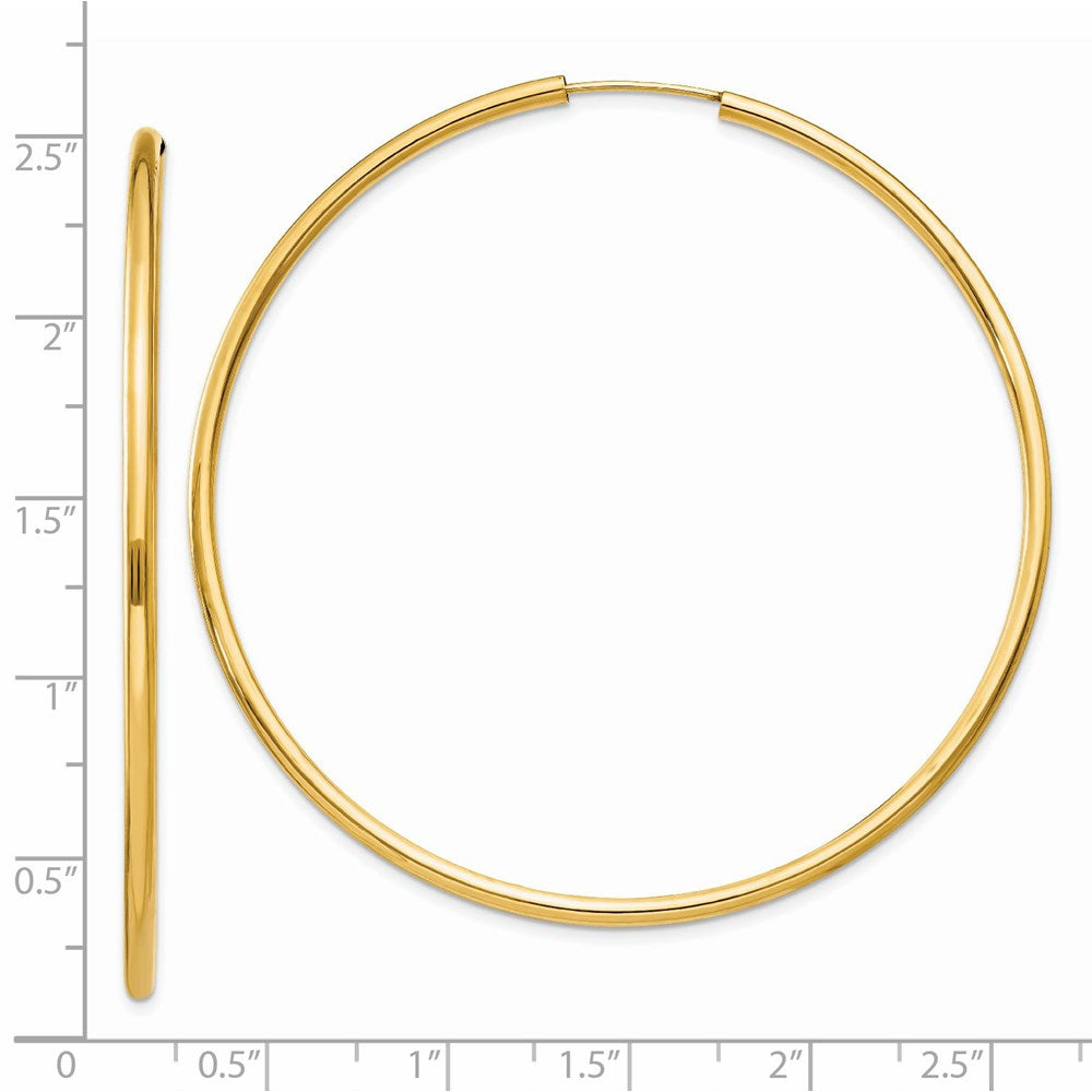 14K Gelbgold Poliert Rund Endlos 2mm Creolen