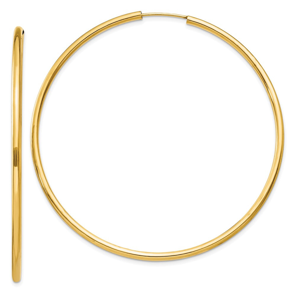 14K Gelbgold Poliert Rund Endlos 2mm Creolen