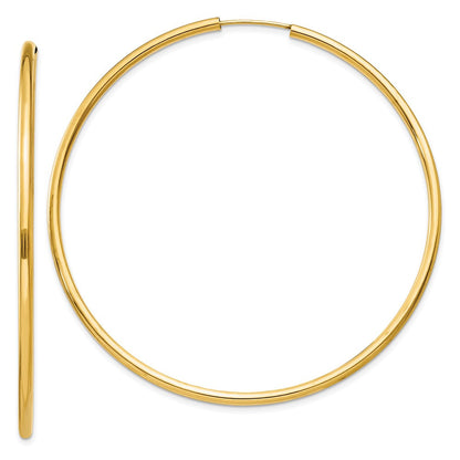 14K Gelbgold Poliert Rund Endlos 2mm Creolen