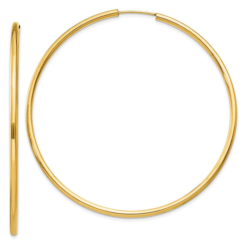 14K Gelbgold Poliert Rund Endlos 2mm Creolen