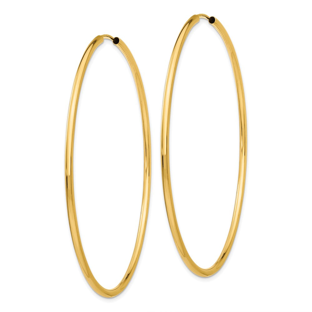 14K Gelbgold Poliert Rund Endlos 2mm Creolen