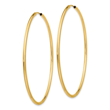 14K Gelbgold Poliert Rund Endlos 2mm Creolen