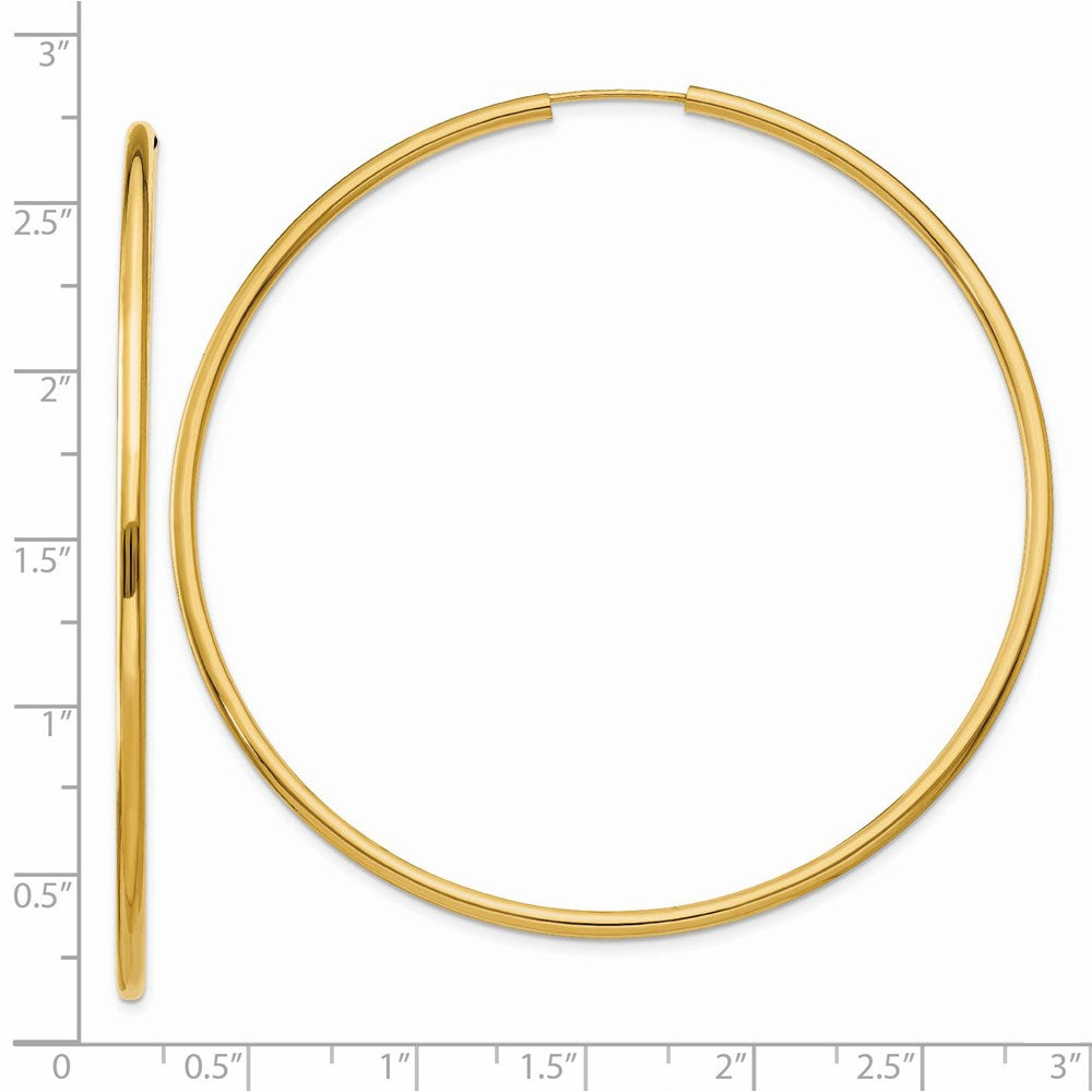 14K Gelbgold Poliert Rund Endlos 2mm Creolen