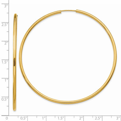 14K Gelbgold Poliert Rund Endlos 2mm Creolen