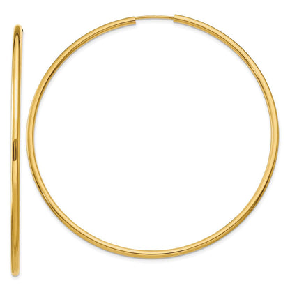 14K Gelbgold Poliert Rund Endlos 2mm Creolen