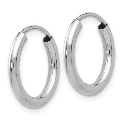 14K Weißgold Poliert Endlos 2mm Creolen