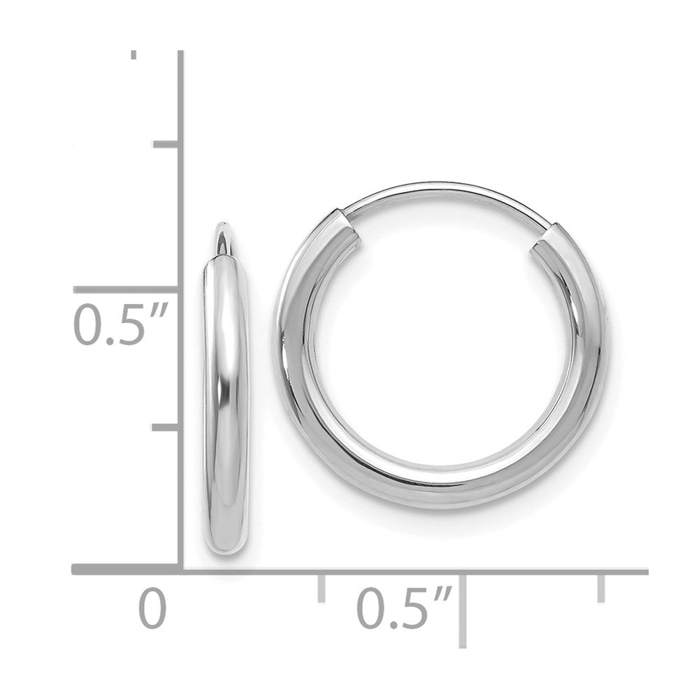 14K Weißgold Poliert Endlos 2mm Creolen