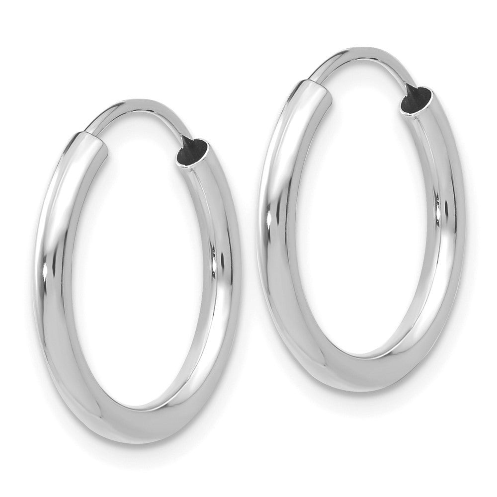 14K Weißgold Poliert Endlos 2mm Creolen