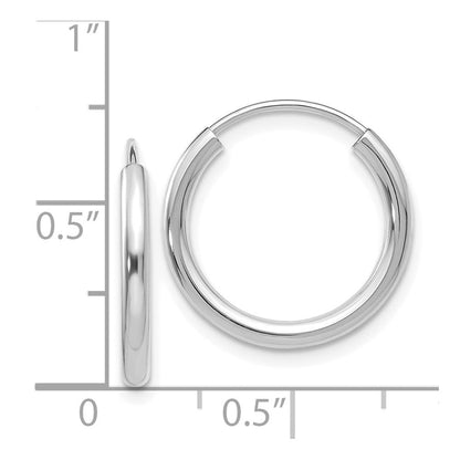 14K Weißgold Poliert Endlos 2mm Creolen
