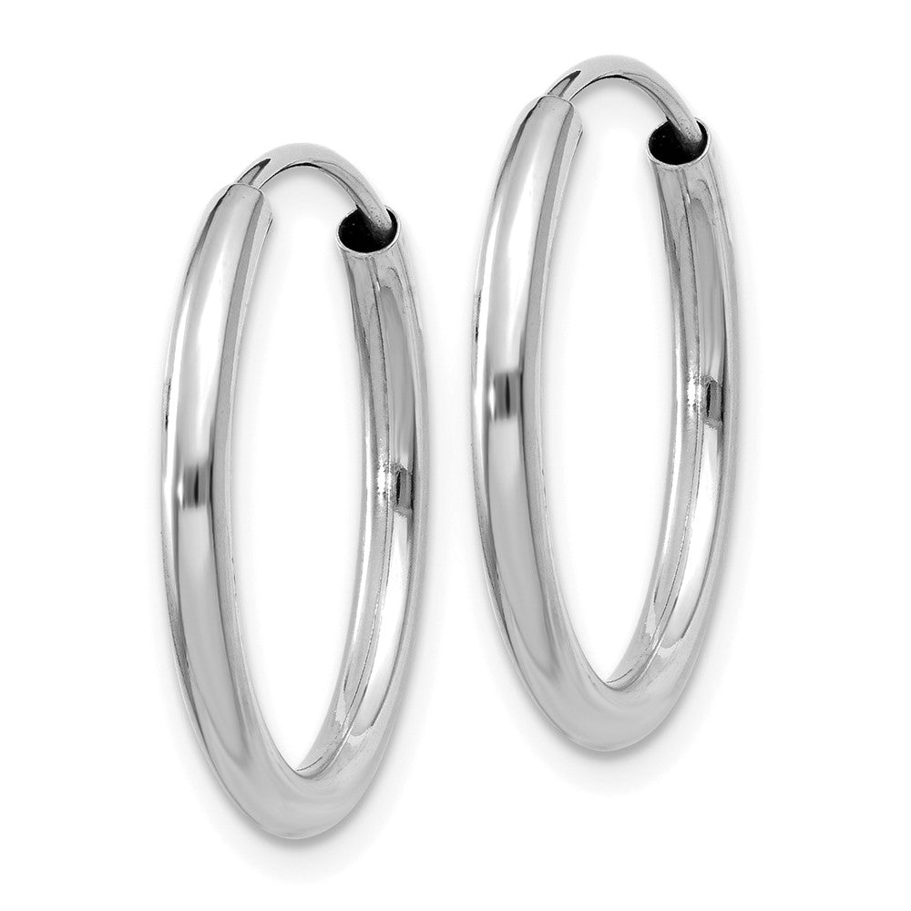 14K Weißgold Poliert Endlos 2mm Creolen