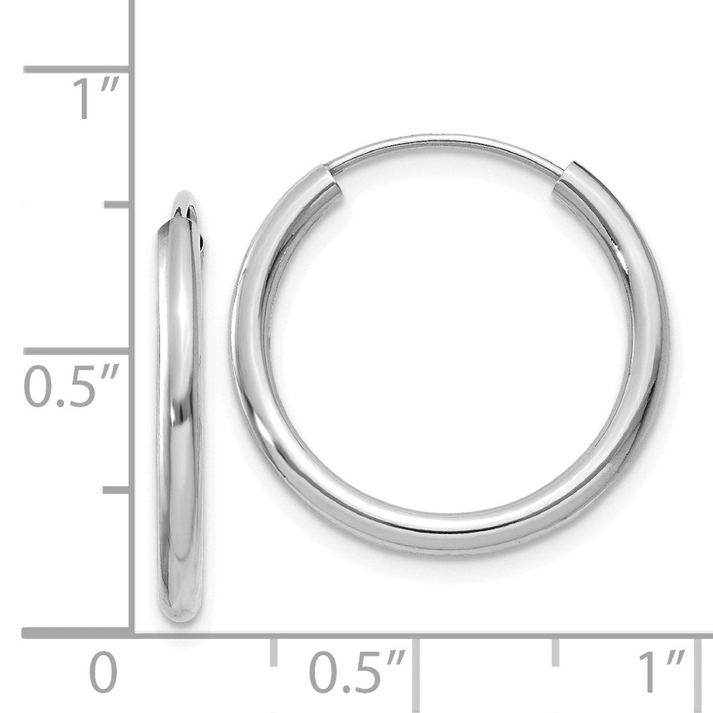14K Weißgold Poliert Endlos 2mm Creolen