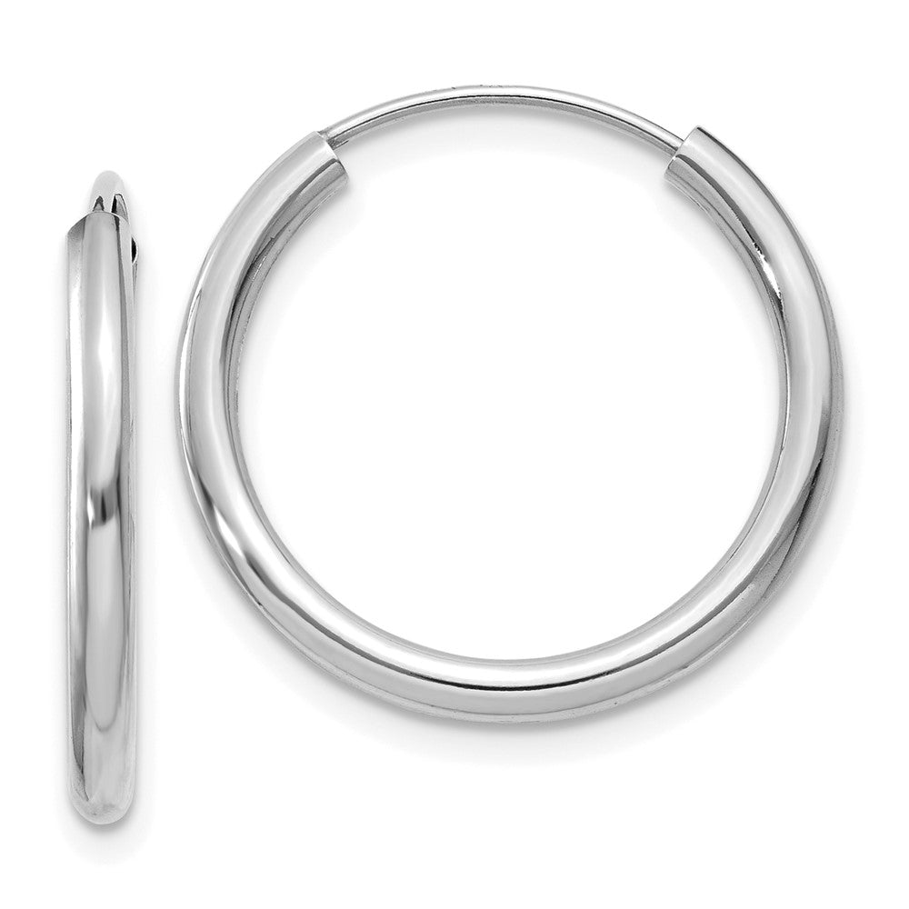 14K Weißgold Poliert Endlos 2mm Creolen