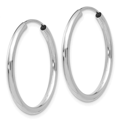 14K Weißgold Poliert Endlos 2mm Creolen