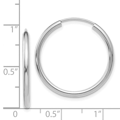 14K Weißgold Poliert Endlos 2mm Creolen