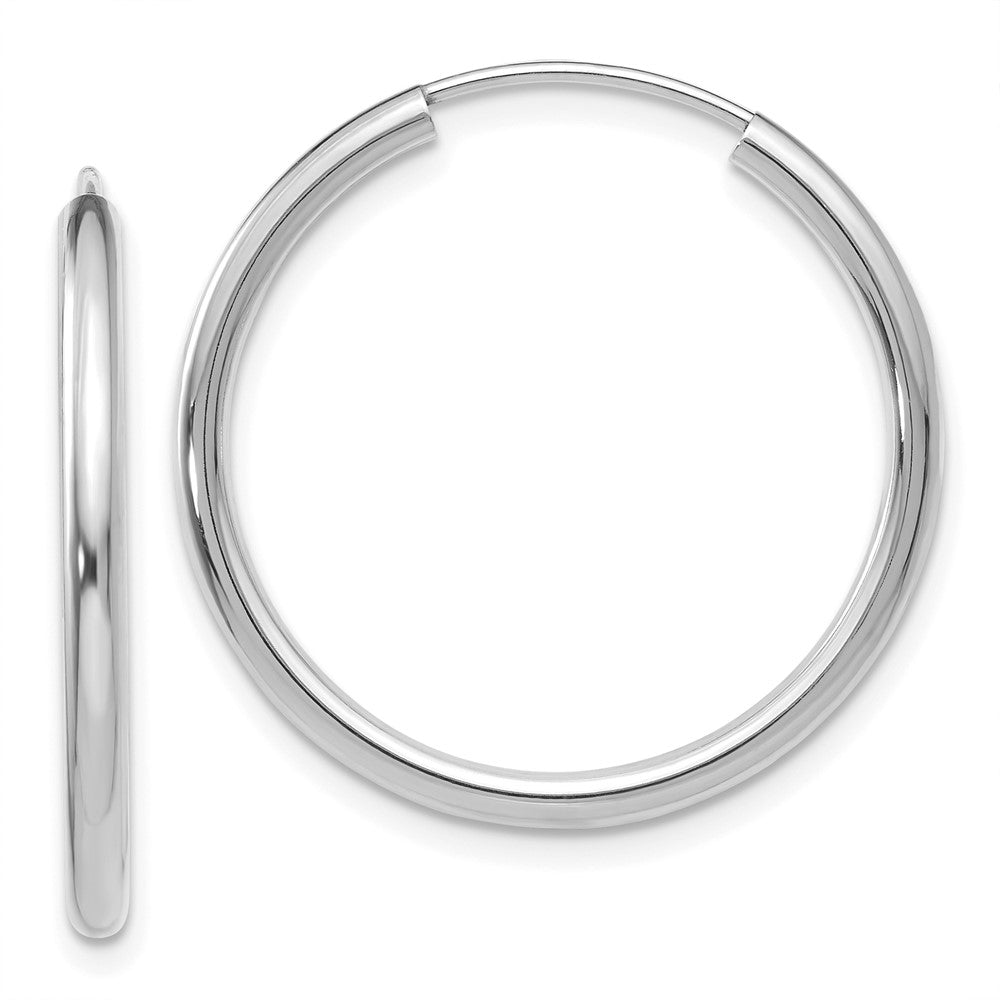 14K Weißgold Poliert Endlos 2mm Creolen