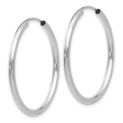 14K Weißgold Poliert Endlos 2mm Creolen