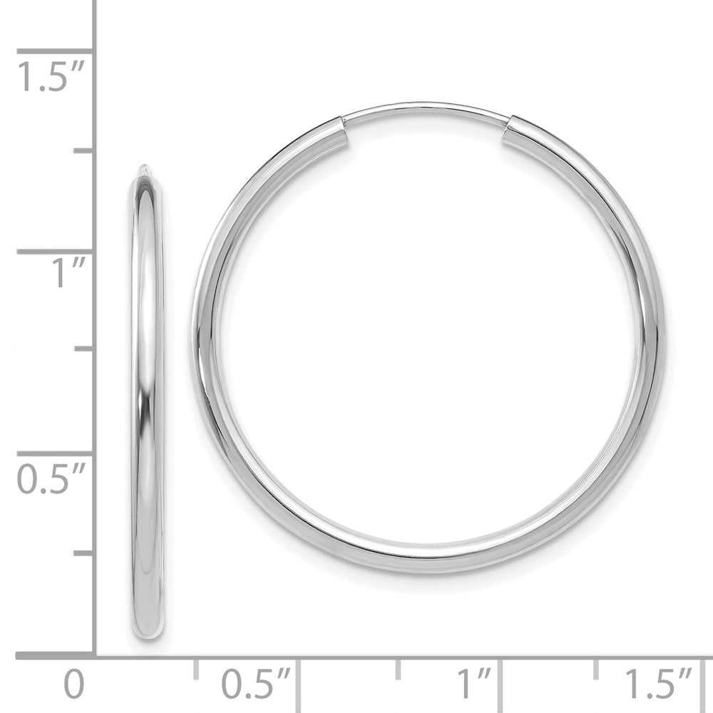 14K Weißgold Poliert Endlos 2mm Creolen