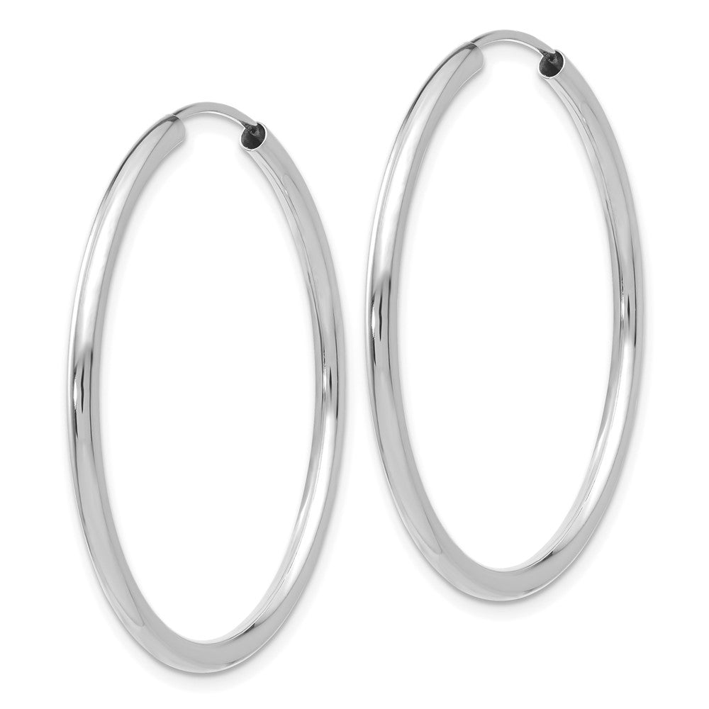 14K Weißgold Poliert Endlos 2mm Creolen