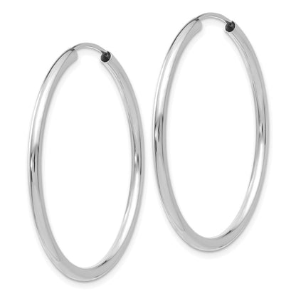 14K Weißgold Poliert Endlos 2mm Creolen