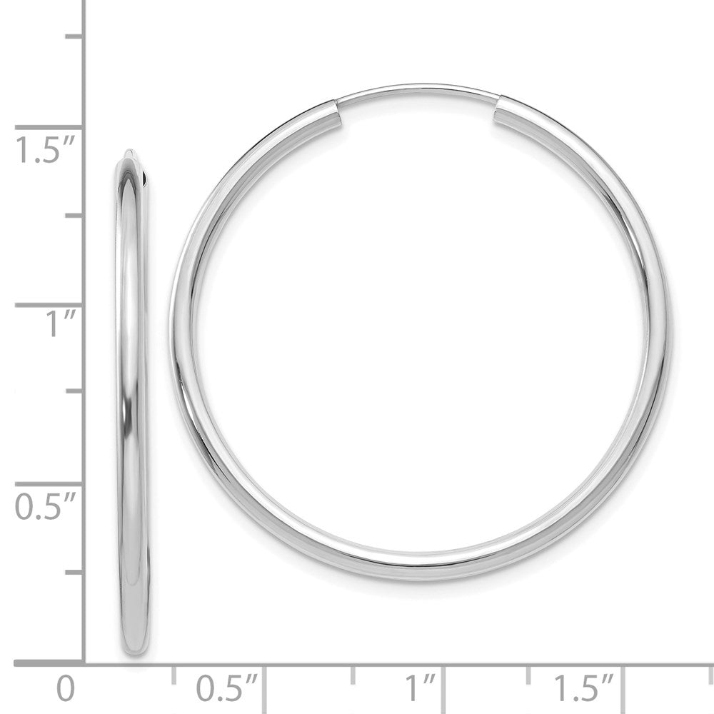 14K Weißgold Poliert Endlos 2mm Creolen