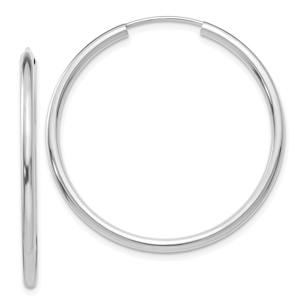 14K Weißgold Poliert Endlos 2mm Creolen