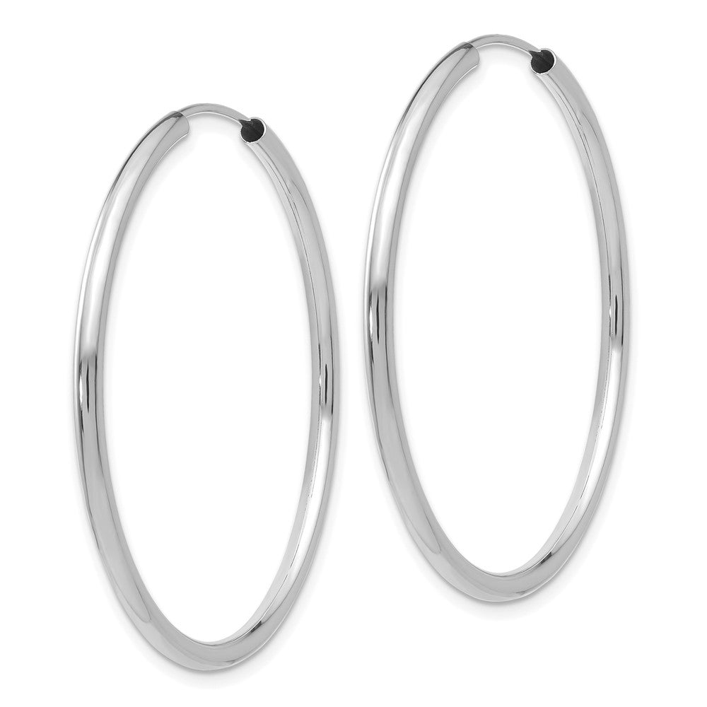 14K Weißgold Poliert Endlos 2mm Creolen