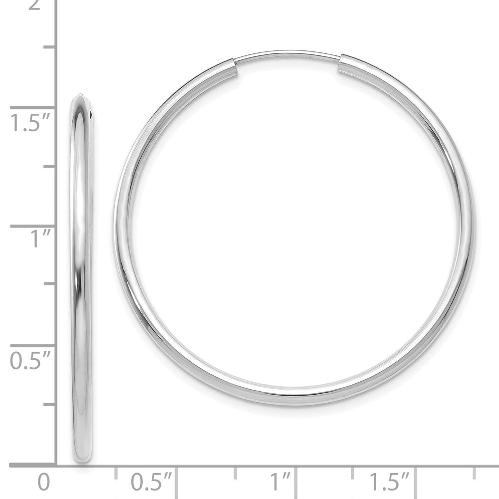 14K Weißgold Poliert Endlos 2mm Creolen