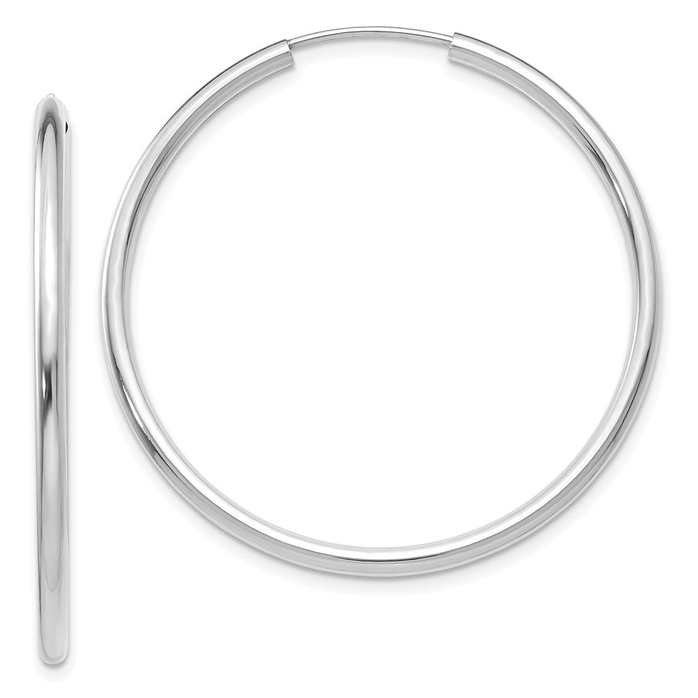 14K Weißgold Poliert Endlos 2mm Creolen