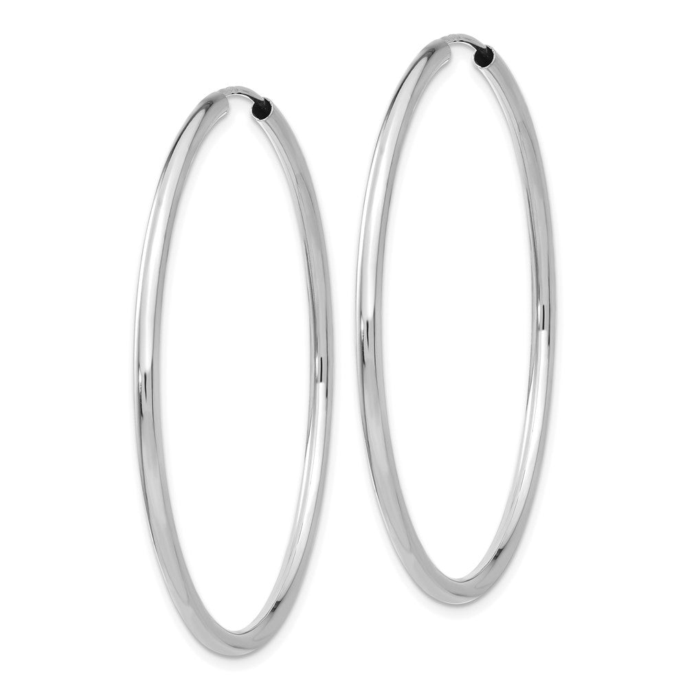 14K Weißgold Poliert Endlos 2mm Creolen