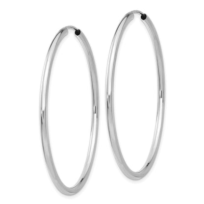 14K Weißgold Poliert Endlos 2mm Creolen