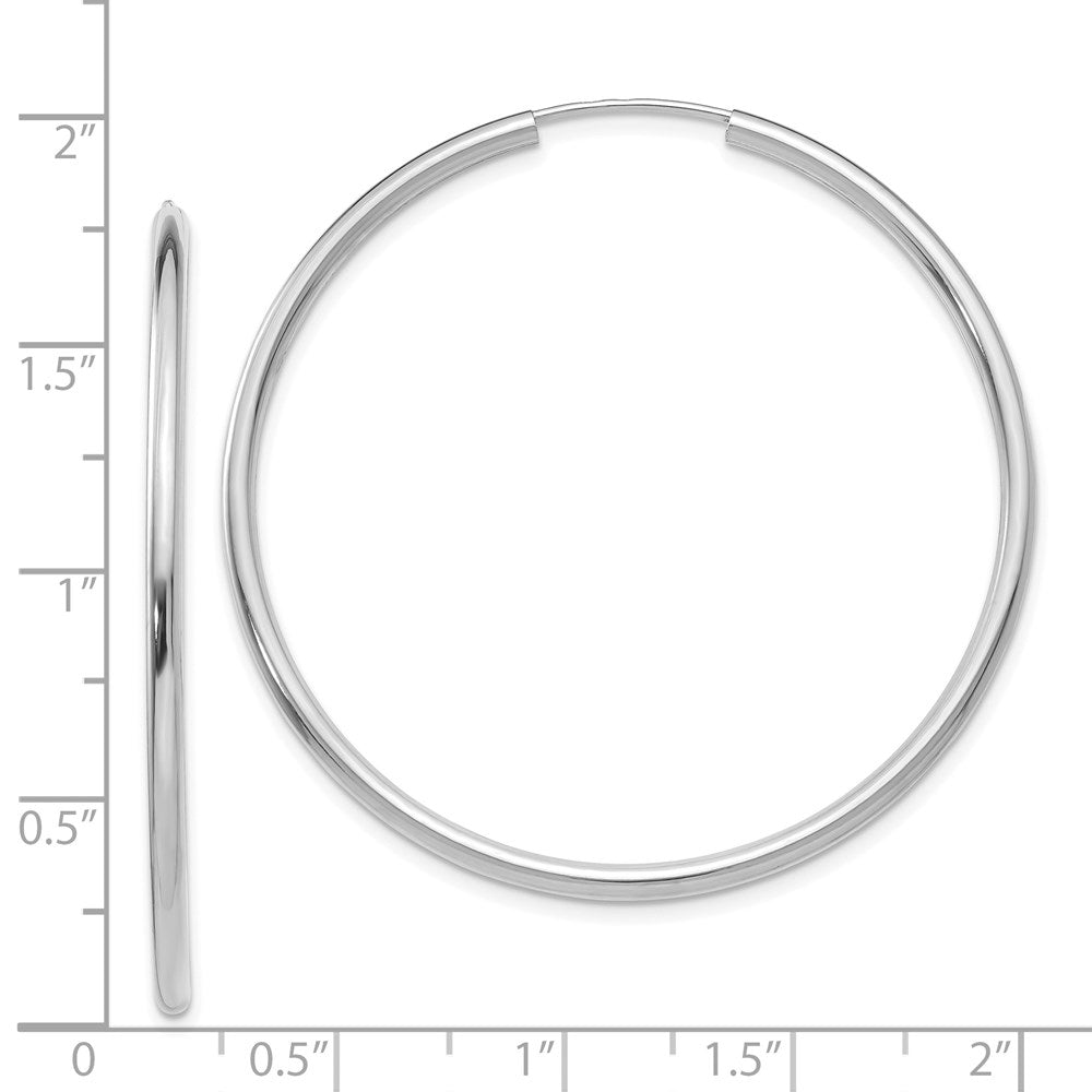 14K Weißgold Poliert Endlos 2mm Creolen